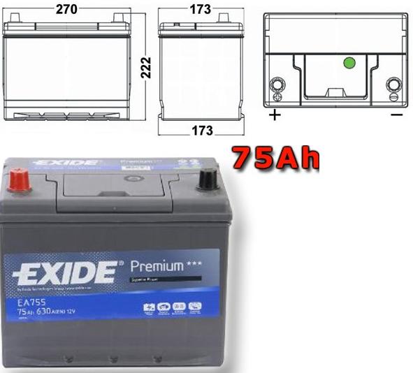 Аккумулятор обратной полярности exide. Аккумулятор Exide ea755. Exide Premium ea755 (75 а/ч). Exide Premium ea755 характеристики.